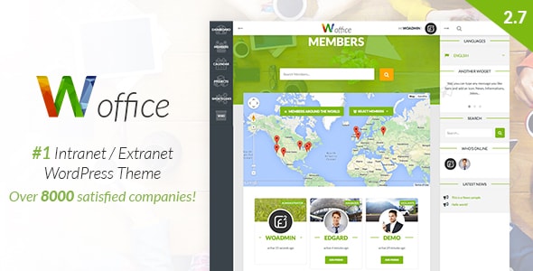 woffice wordpress intranet extranet theme review